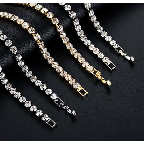 New Elegant Dazzling CZ Diamonds Choker Necklace Luxury Tennis Chain Necklace for Women Jewelry Gift Cuban Chain Crystal Bracele