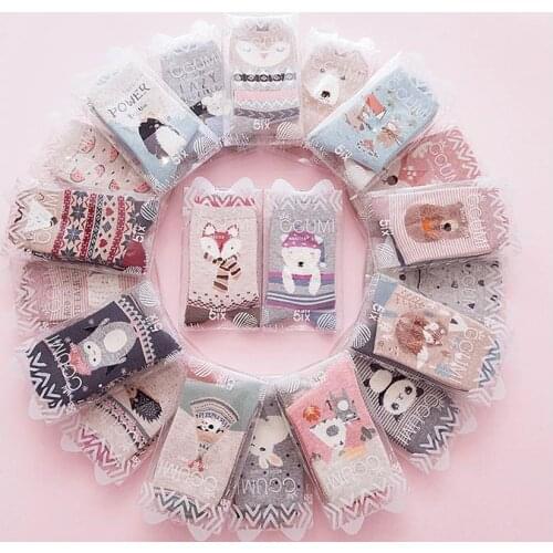 120pairs/lot women new fashion christmas winter cotton 3D ear cartoon fox/bear/panda/deer/cat AB sock/socks