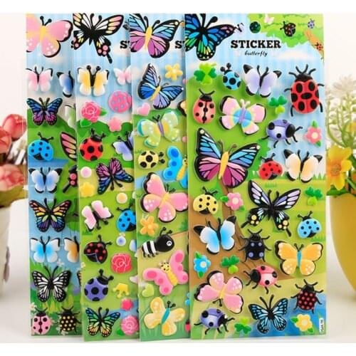 2pc Butterfly Insect Bubble Sticker Cartoons PVC Foam Craft Stick Label Scrapbook Notebook Computer Phone Decoration Stationery