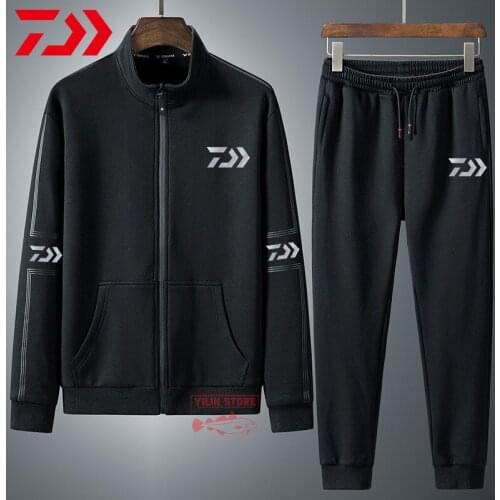 2021 DAIWA Fishing Clothes Autumn Winter Mens Outdoor Sports Fishing Suit Stand-up Collar Casual Windproof Fishing Sweater Suit