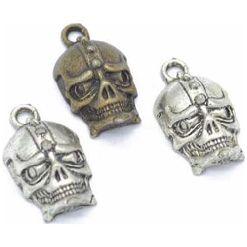 30pcs 22x13mm Antique Bronze/ Antique Silver Alloy Skull Charm Pendant Fit Bracelets Necklace DIY Jewelry Making