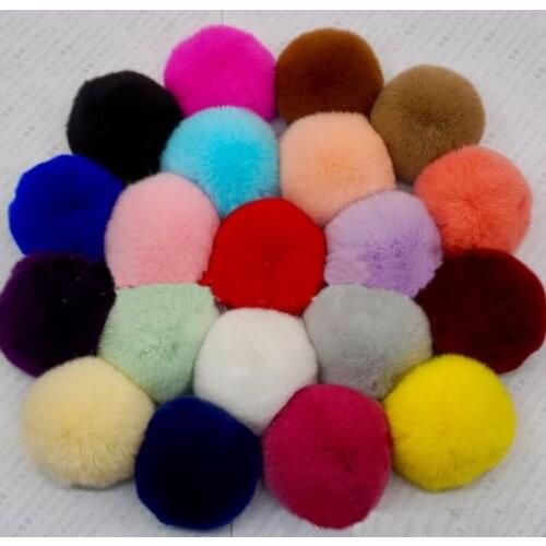 Real Rex Rabbit Fur Ball 8cm Pompom Car Pompon Bunny Fur Ball for Keychain DIY Bag Charms Toys Hair Accessories 60pcs GR109