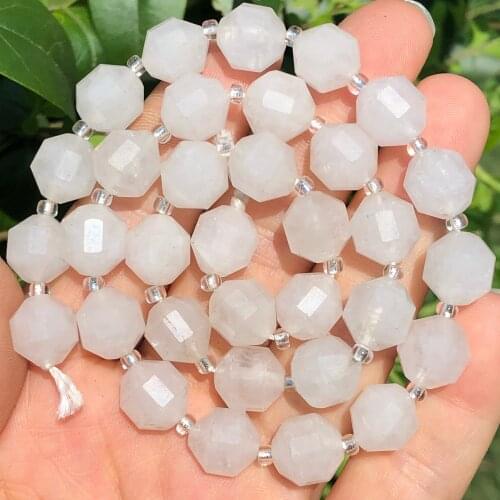 8/10mm Natural Stone Faceted White Marble Jades Chalcedony Loose Spacer Beads For Jewelry Making DIY Earrings Bracelet Necklace