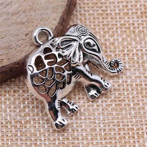 Jewelery Pendants Making Charms For Jewelry 8pcs Hollow Elephant Charms 27x29mm Antique Silver Plated