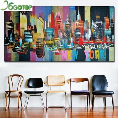 YOGOTOP 5D DIY Diamond Painting Cross Stitch"New York City"Full Square/Round Drill Embroidery Mosaic Rhinestone Wall Art YY258