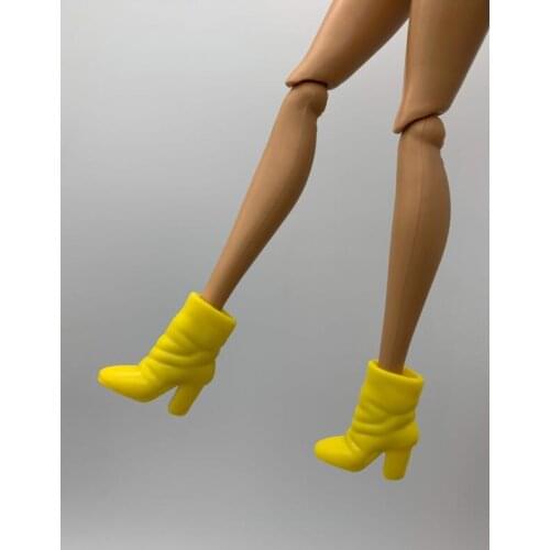 Doll shoes boots black yellow high heels flat foot accessories for your barbiee dolls BBI201105A
