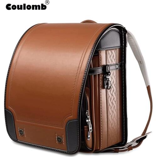 Coulomb Children Japan School Bag For Boys Kid Orthopedic Backpack For School Students Bookbags Japan PU Randoseru Baby Bags