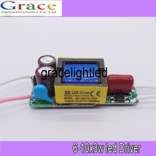5pcs 6-10x3w LED Driver, Input ac85-277V, Output dc18-32v 600ma Constant Current Driver For LED Lamp Light Transformer