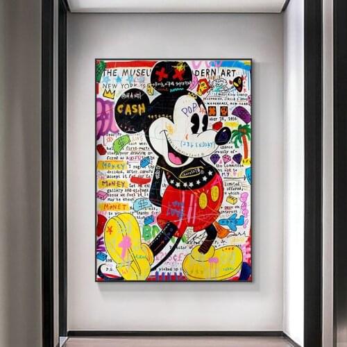 Graffiti Mickey Mouse Posters and Prints Disney Anime Colorful Wall Art Picture Print for Kids Bedroom Living Room Decor