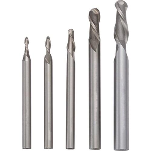 JLI HSS 2 Flute Ball Nose End Mills Straight Shank R1.5/2/3/4/5 Mill Cutter Lathe Cutter CNC Bit Tool 5pcs/set