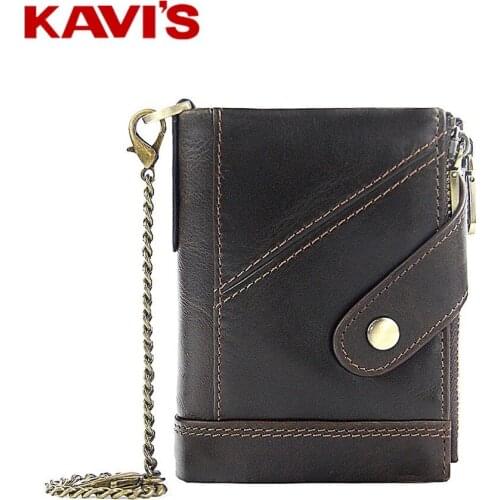 Kavis Mens Wallet Cow Leather Male Wallets Small Coin Purse Slim Card Holder Vintage Walet For Men Designer Money Pocket 2021