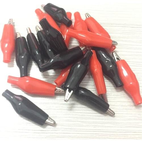 Alligator Clip crocodile electrical Clamp hot DIY 20 PCS Metal FOR Testing Probe Meter 28MM Black and red Plastic Boot