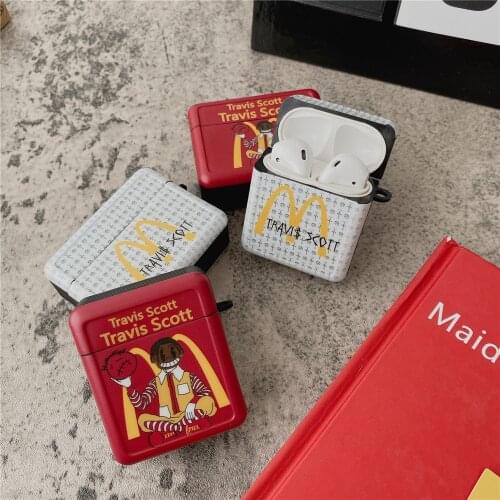 Square Funny Travis Scott X McDonald Clown Wireless Bluetooth Earphone Cases For AirPods Pro 2 1 Box 3D Cute Soft Headset Cover