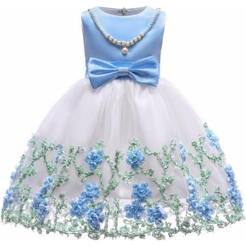 2020 New Summer Elegant Flower Girls Dress Baby Pageant Princess Dress Kid Wedding Party Dresses Girl Children Net yarn Clothing