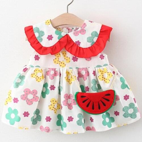 Free Bag Summer Baby Girls Cute Doll Dress With Big Lapel Sundress Newborn Clothes Infant Princess Dress Baby Clothing Outfits