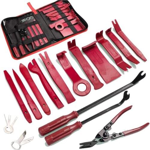 19Pcs Set Upholstery Car Panel Door Audio Trim Removal Tool Kit Auto Clip Pliers Fastener Remover Pry Tool Set with Storage Bag
