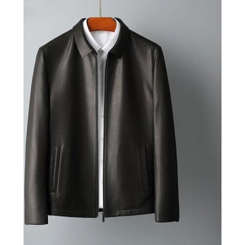 New Genuine Leather Clothes Men Fashion Lapel Casual Coat High Quality Goat Jacket