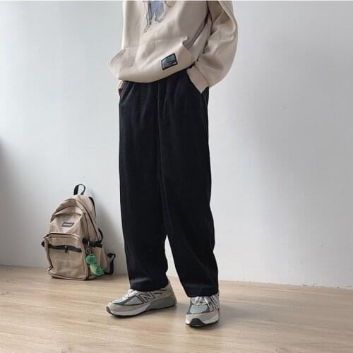 Autumn Corduroy trousers men casual loose Straight pants slacks for men Elastic waistband trousers joggers corduroy pants male