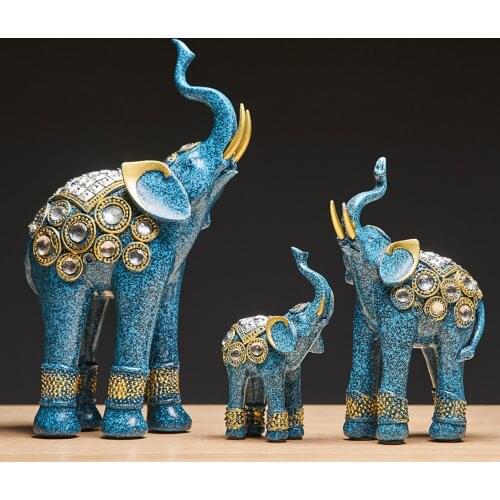 A Pair Artificial Resin Elephant Crafts Mother and Child Decoration Home Living Room European-style Wedding Decoration Elephant