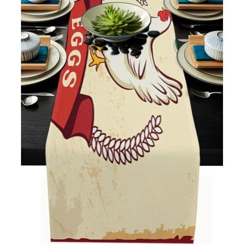 Retro Farm House Hen Poster Table Runner Wedding Decoration Dinning Table Runners Placemat Christmas Decor Tablecloth