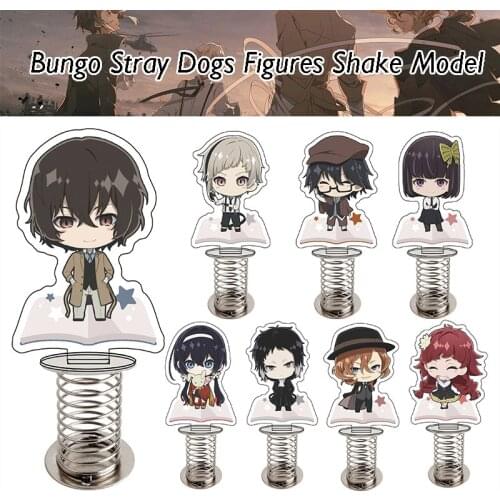Q Version Popular Anime Bungou Stray Dogs Figures Shake Model Keychain Osamu Dazai Nakahara Chuuya Two-sided Acrylic Stand Decor