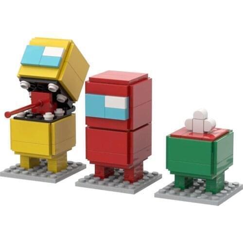 Spot MOC Multi Color Cartoon Square Villain Building Blocks Cute Trash Can Model City Creative Xmas Gifts For Children