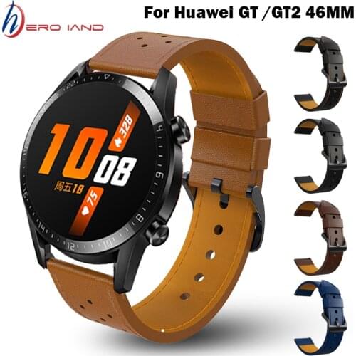 22mm Leather Straps Watchband Wristband For Huawei Watch GT GT2 /Amazfit GTR 47mm /For Samsung Gear S3 Smart Wriststrap Correa