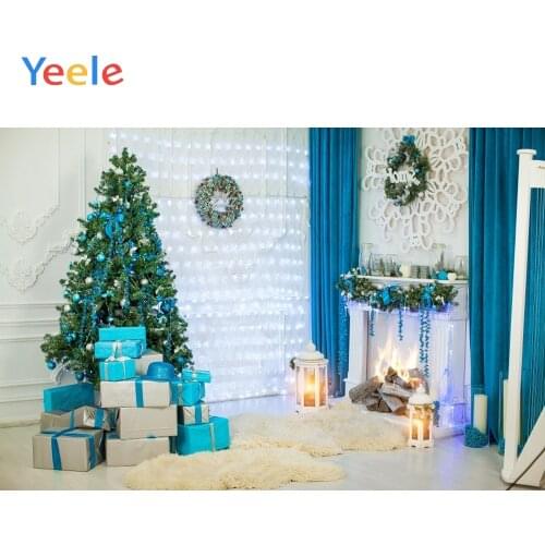 Christmas Decor Tree Fireplace Wreath Gift Carpet Photocall Backdrop Photography Custom Photographic Background For Photo Studio