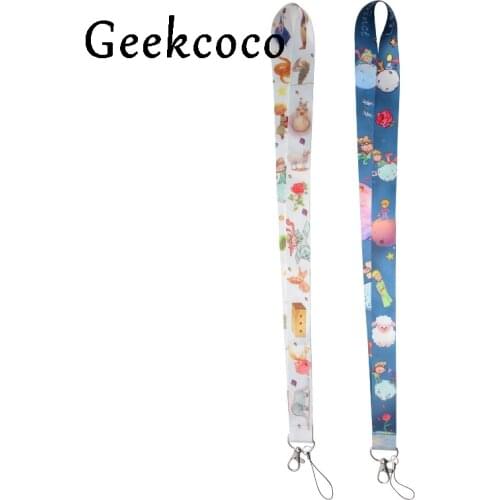 J1154 2pcs/Set Cartoon Little Prince Keychain Neck Straps Buckle Lanyard For Key ID Card Phone USB Badge Holder DIY Hang Rope