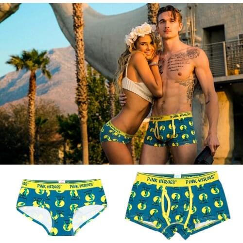 Pink Hero Cotton Fashion Brand Print Sexy Couples Lovers Underwear Character Women Low waist Briefs Ladies Panties