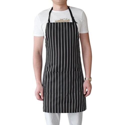 2 Pockets Useful Adjustable Adult Black Stripe Bib Apron With Two Pockets Chef Waiter Kitchen Cook Home Garden Apron