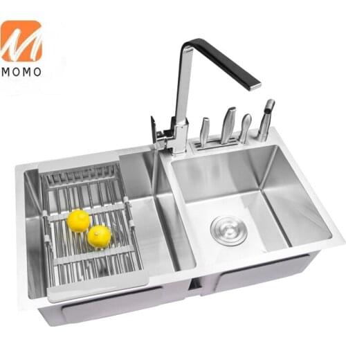 2021 Stainless Steel Single Sink Kitchen Single Basin Thickened Sink Large Single Slot Set