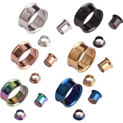 Alisouy Fashion medical Stainless Steel Ear Plugs Hollow Expander Stretcher Tunnels Piercing 5-20mm body jewelry for men women
