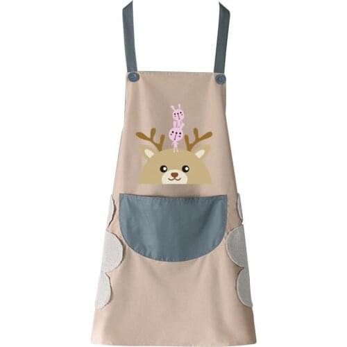 Waterproof Anti-Stain Cartoon Deer Apron Home Kitchen Cooking Baking Cleaning Bib