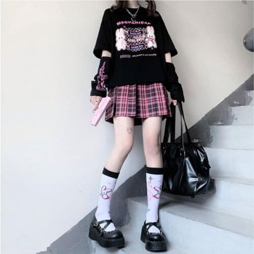 Womens Korean short-sleeved T-shirt female 2021 new loose Harajuku style student casual anime bottoming shirt ins tide