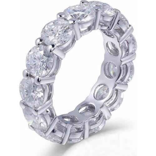 925 Sterling SILVER PAVE SETTING FULL 8mm Round Diamond DIAMOND ETERNITY ENGAGEMENT WEDDING Band Rings For Women JEWELRY