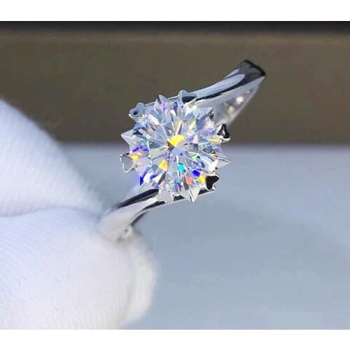 925 Sterling Silver Moissanite Ring Round Cut 6.5mm 8mm 9mm Diamond Rings for Women Girlfriend Best Love Gift