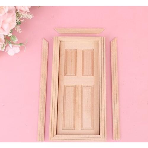 1pcs 1/12 Dollhouse Miniature Wood External Single Door Unpainted DIY Accessories