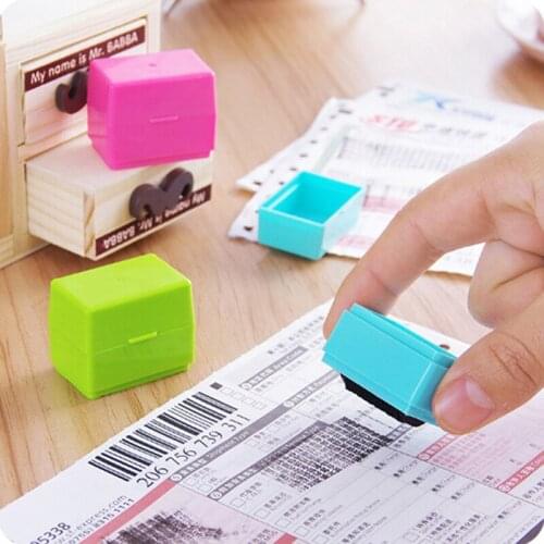 1PC Confidential Seal Security Hide ID Garbled Self-Inking Plastic Rubber Stamp Protect Identity Theft Children Toy Random Color