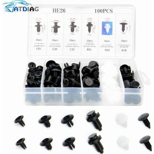 100pcs Mixed Auto Fastener Clip Car Body Push Retainer Pin Rivet Bumper Door Trim Panel Retainer Fastener Kit Car Accessories