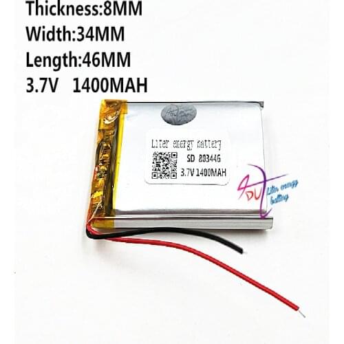 3.7V 1400mAH 803446 Liter energy battery polymer lithium ion / Li-ion battery for model aircraft GPS mp3 mp4 cell phone