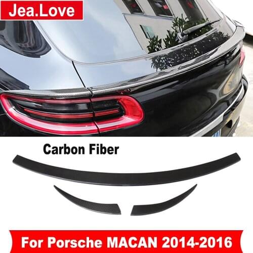 3 pcs/set Real Carbon Fiber Rear Trunk Wing Spoiler Tail Decoration For Porsche MACAN 2014-2016 Car Styling