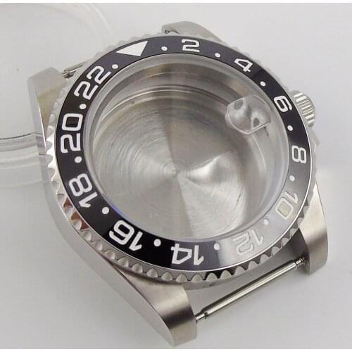 43mm Sapphire Glass black bezel Watch Case fit 8205 8215 821A 2836 Movement Watch Case