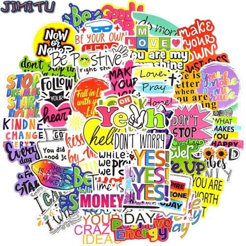 50 PCS Motivational Phrases Stickers Graffiti DIY Laptop Notebook Stationery Study Room Waterproof Inspirational Quotes Decals