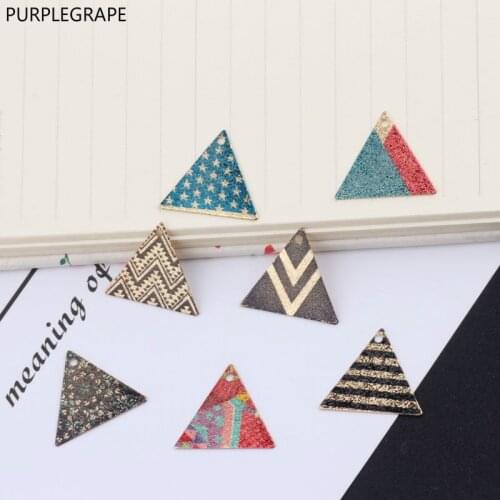 Japanese and Korean fashion DIY jewelry accessories retro color triangle copper earrings necklace pendant 8 pieces