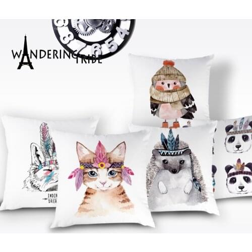 Cartoon Unicorn Throw Pillow Cover Panda Rabbit Pillow Case Sofa Cushion Case Cat Fox White Animal Home Decor Pillowcase Kissen