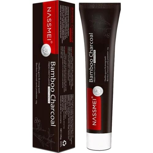 Black Activated Charcoal Teeth Whitening Toothpaste Freshens Breath Whitener