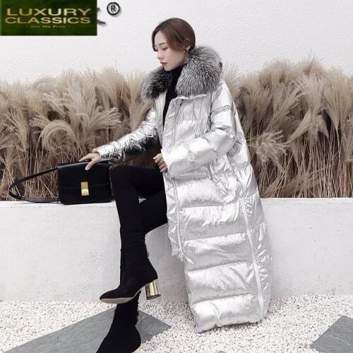 Long Womens Winter Down Jacket 90% White Duck Down Coat Female Thick Hooded Parkas Fox Fur Collar 2021 Abrigo Mujer 4743