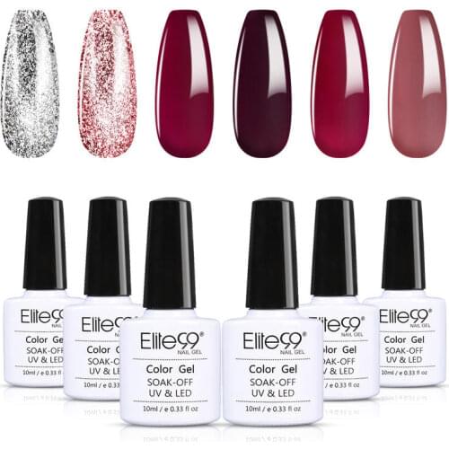 Elite99 6Pcs/lot Shiny Color Gel Nail Polish Set Soak Off LED UV Nails Varnish Nail Art Gel Polish Salon Nails Gel Nail Art 10ML