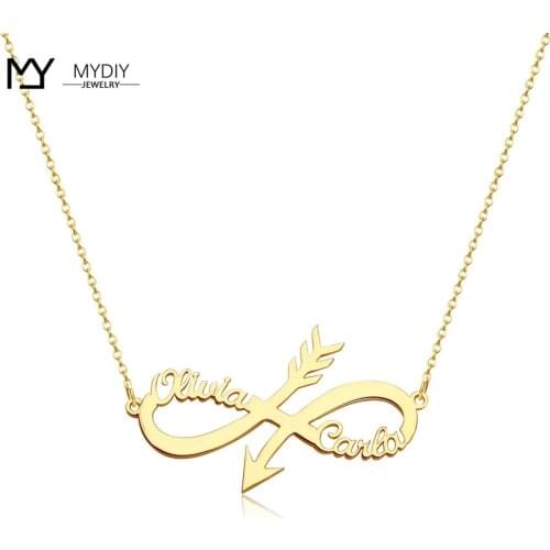 Personalized Gold Infinity Necklaces For Women Stainless Steel Jewelry Handmade Gift Custom Arrow Name Necklace